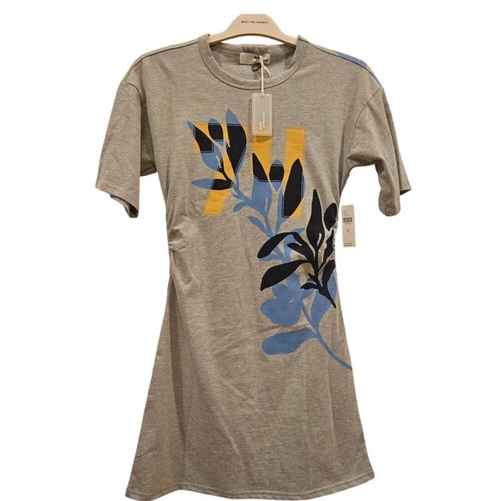 Anthropologie Daily Practice Gray Floral Mini 
T-Shirt Dress Women’s Size XS NWT - Picture 2 of 12